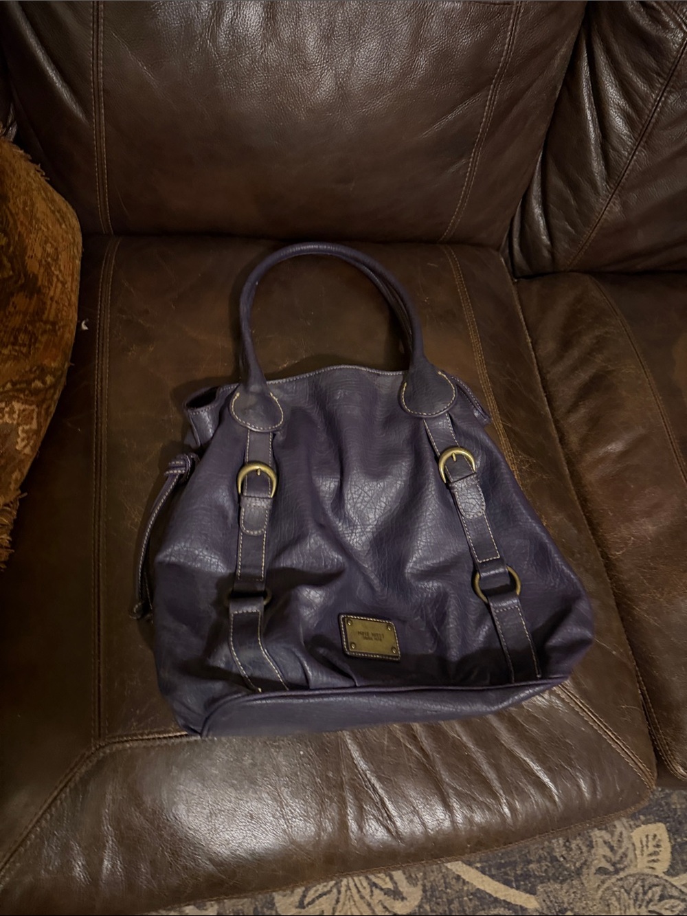 Leather Tote Handbag in Deep Purple Nine West